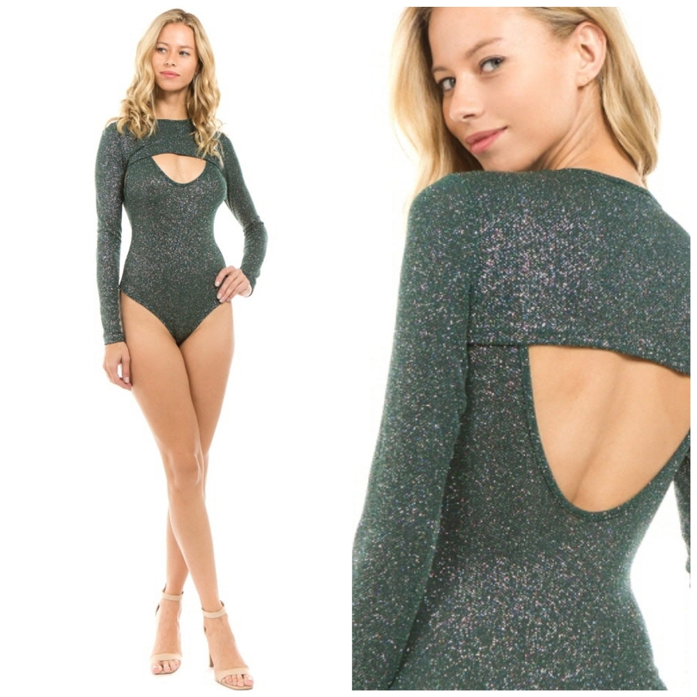 🥰 Green Multicolor Sparkle Glitter Bodysuit
